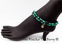 Anklet Jewelry Women Handmade Black Green