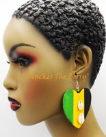 Jamaican Earrings Wooden Hand Painted Women Jewelry Handmade Black Owned