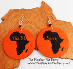 Africa Earrings Wooden Jewelry Ethnic Women Black Orange
