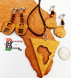 African Necklaces Ethnic Jewelry Set Earrings Women Wooden