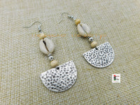 Antique Silver Earrings Cowrie Jewelry Dangle Handmade Women