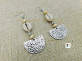 Antique Silver Earrings Cowrie Jewelry Dangle Handmade Women