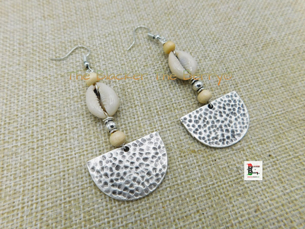 Antique Silver Earrings Cowrie Jewelry Dangle Handmade Women