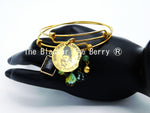 Christian Bangle Women Praying Charm Gold Tone