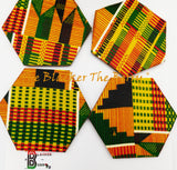 Kente Coasters Wooden Handmade Hexagon Home Decor Set of 4