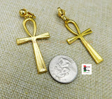 Antique Gold Tone Ankh Clip On Earrings Non Pierced Dangle Egyptian Jewelry