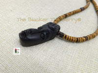 African Wooden Mask Carved Jewelry Beaded Necklaces Black Owned Business