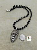 African Face Necklace Beaded Jewelry African Men Silver Black Owned