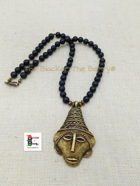 African Men Necklace Black Brass Large Ethnic Jewelry Black Owned Afrocentric