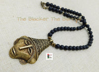 African Men Necklace Black Brass Large Ethnic Jewelry Black Owned Afrocentric