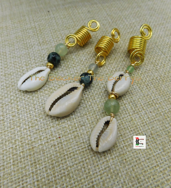 Hair Jewelry For Dreads Twist Braids Beaded Natural Stone Gold Tone Women