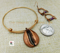 Copper Cowrie Shell Bangles Jewelry Set Adjustable
