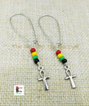 Ankh Earrings Silver Jewelry Women Beaded Ethnic Long The Blacker The Berry