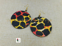 Ankara Earrings Jewelry Fabric  Handmade Black Yellow Women