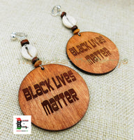 BLM Earrings Wooden Black Lives Matter Cowrie Beaded Non Pierced Long Jewelry Women