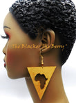 Gold Africa Wooden Earrings Women Jewelry Handmade Black Owned