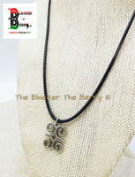 Silver Dwennimmen Charm African Adinkra Jewelry Black Necklace Adjustable