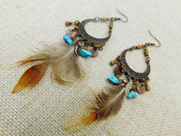 Antique Copper Earrings Fringe Turquoise Women Jewelry Cute
