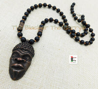 African Face Necklace Warrior Tribal Beaded Jewelry African Men Antique Copper Jewelry