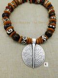 Large Silver African Beaded Jewelry Handmade Ethnic Afrocentric Tribal Black Owned