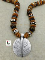 Large Silver African Beaded Jewelry Handmade Ethnic Afrocentric Tribal Black Owned