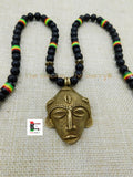 African Mask Necklace Beaded Black Jewelry Ethnic Tribal Unisex