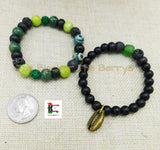 Cowrie Bracelet Jewelry Beaded Green Black Handmade Ethnic Black Owned