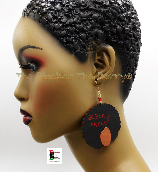 Afro Earrings Black and Proud Wooden Jewelry Ethnic Natural Hair Black Art Silhouette