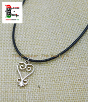 Silver Sankofa Charm African Adinkra Jewelry Black Necklace Adjustable