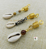 Loc Jewelry Set of 3 Cowrie Gold Tone Beaded Natural Stones Dangle Handmade Unique