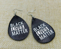 Black Lives Matter Earrings Black White Leather Jewelry Women
