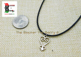 Silver Sankofa Charm African Adinkra Jewelry Black Necklace Adjustable