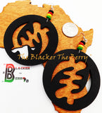 Gye Nyame Earrings African Jewelry Black Owned Women Rasta Hand Painted