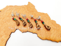 Fist Hair Accessories Loc Jewelry Dreads RBG Set of 5 BLM Silver