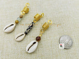 Loc Jewelry Set of 3 Cowrie Gold Tone Beaded Natural Stones Dangle Handmade Unique