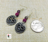 Infinity Heart Love Earrings Purple Beaded Pewter Ethnic Gift Ideas Women
