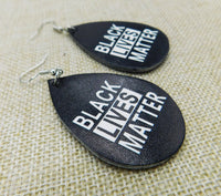 Black Lives Matter Earrings Black White Leather Jewelry Women