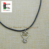 Silver Sankofa Charm African Adinkra Jewelry Black Necklace Adjustable