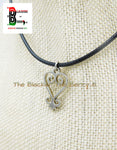 Silver Sankofa Charm African Adinkra Jewelry Black Necklace Adjustable