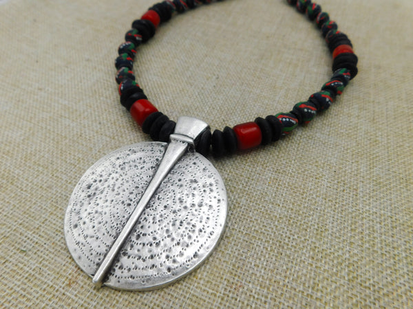 Large Silver African RBG Beaded Jewelry Pan African Black Owned Unisex