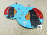 African Earrings Jewelry Wooden Hand Painted Black Owned Blue Red Locs Dreads