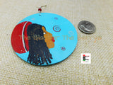 African Earrings Jewelry Wooden Hand Painted Black Owned Blue Red Locs Dreads