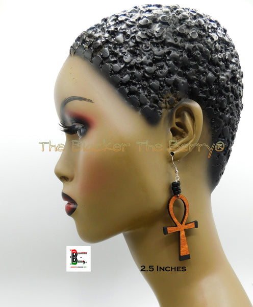 Ankh Earrings Wooden Jewelry Handmade The Blacker The Berry Design Black Owned