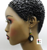 Black Rasta Earrings Wooden Hand Painted Women Jewelry
