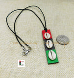 RBG Wooden Cowrie Necklace Adjustable Jewelry Black Owned Pan African