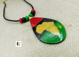 Africa Wooden Hand Painted Jewelry Necklace Handmade Black Owned RBG