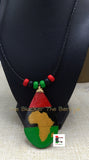 Africa Wooden Hand Painted Jewelry Necklace Handmade Black Owned RBG