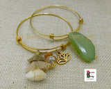 Lotus Bangle Gold Chunky Charm Bracelets Women Jewelry