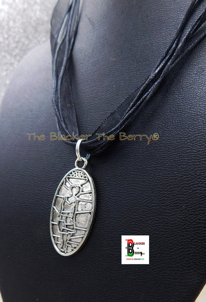 Silver African Woman Pendant Adjustable Jewelry Black Owned