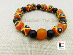 African Beaded Bracelets Men Women Jewelry Ethnic Orange Black Handmade